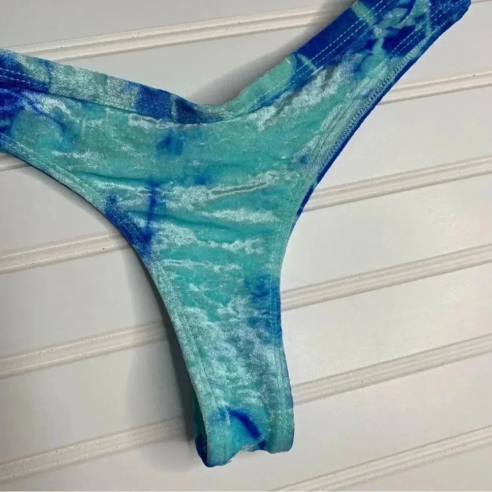 Frankie’s Bikinis Oliver Bottom Aqua Tie Dye
